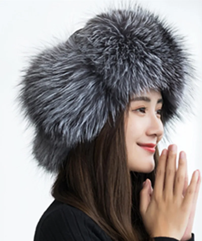 Меховая шапка для женщин русские шапки из натурального меха енота и лисы зимняя