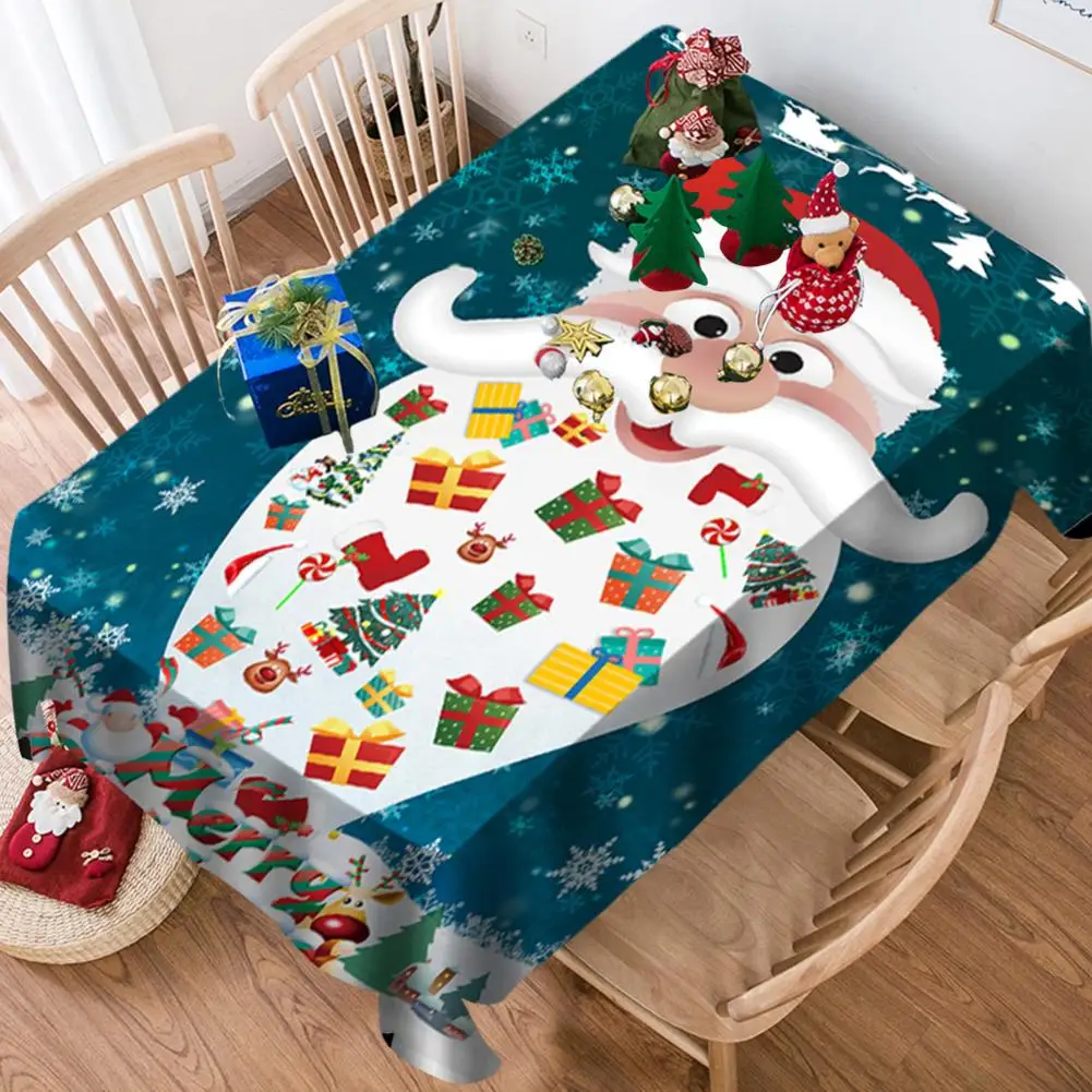 

New Year Christmas Printed Tablecloth Rectangular Tablecloth Xmas Breathable Table Cloth With Printing Kitchen Table Accessory