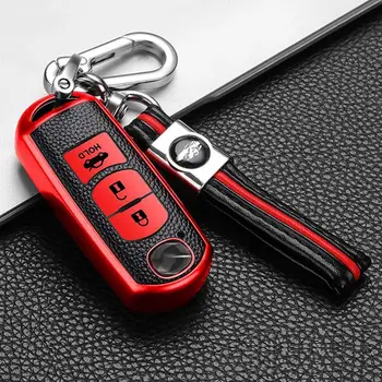 

TPU Leather Key Fob Cover with Keychain for Mazda CX-7 CX-3 AXELA Remote