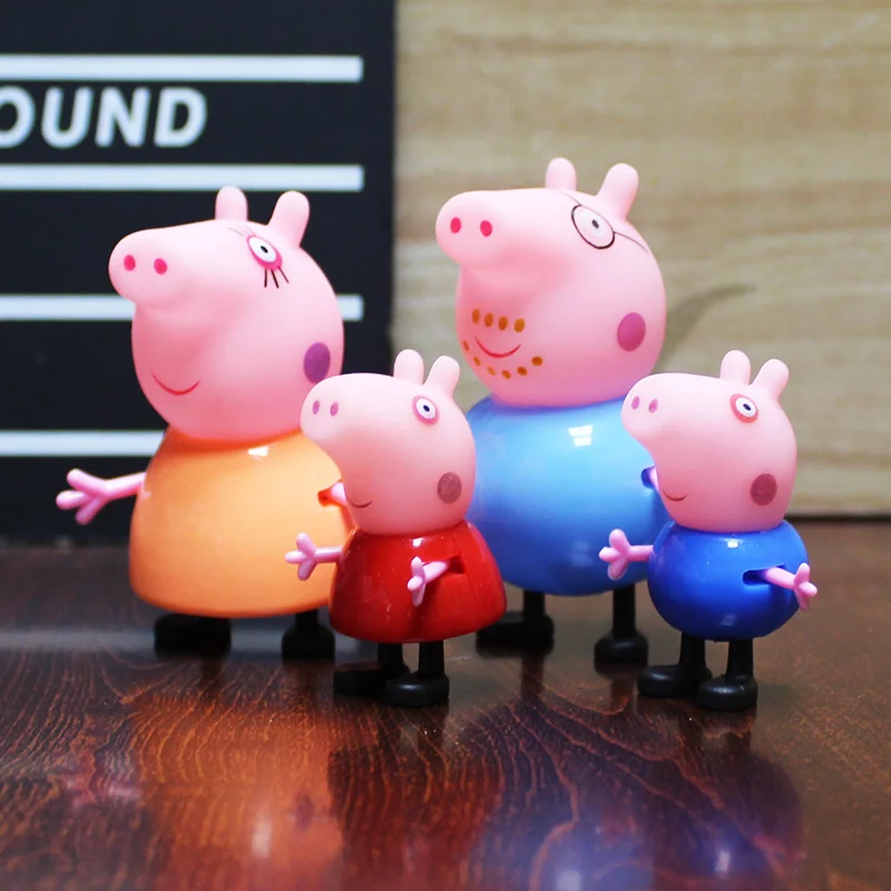 4 шт./компл. со Свинкой Пеппой; Семейный комплект для папы, мамы George& peppa фигурку аниме пластиковые игрушки для детей Рождественский подарок