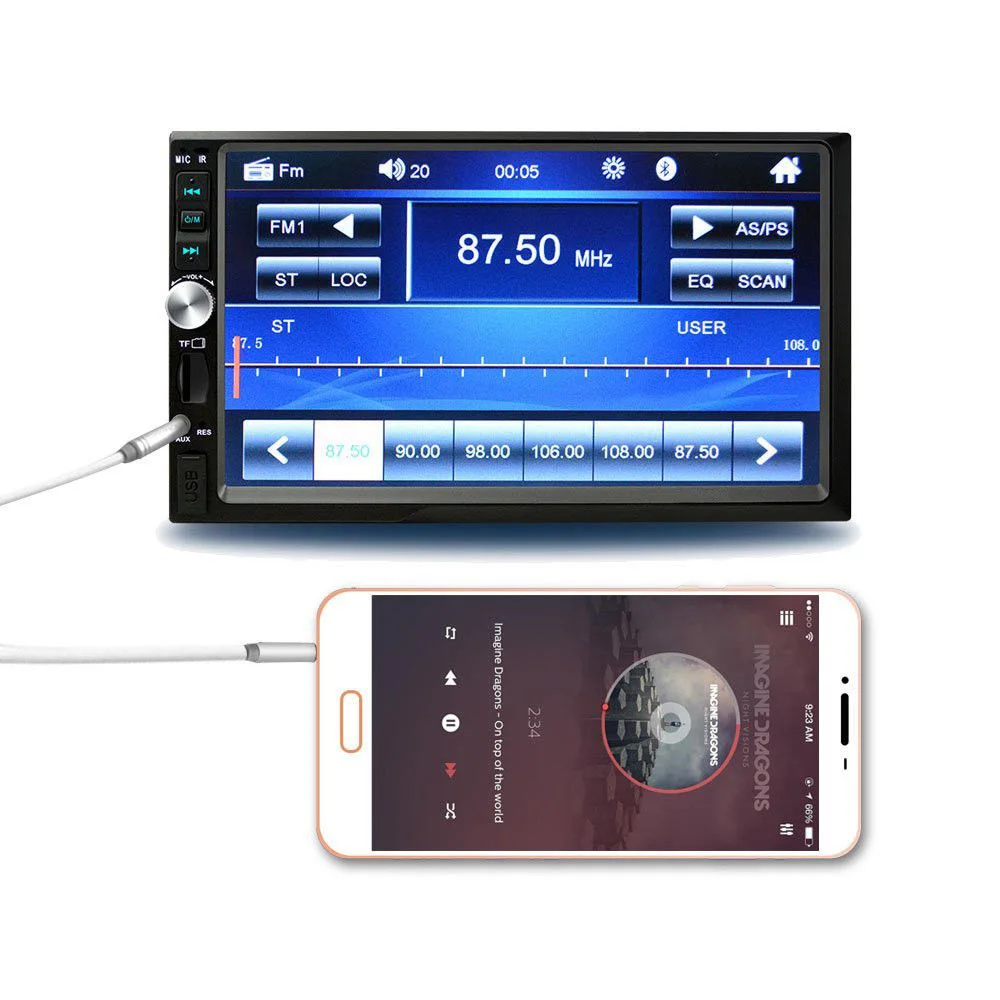 7012B 7 дюймов 2 DIN Bluetooth Сенсорный экран автомобиля стерео радио MP5 плеер FM MP3 плеер USB AUX вход громкой связи ISO штекер мини карта памяти TF
