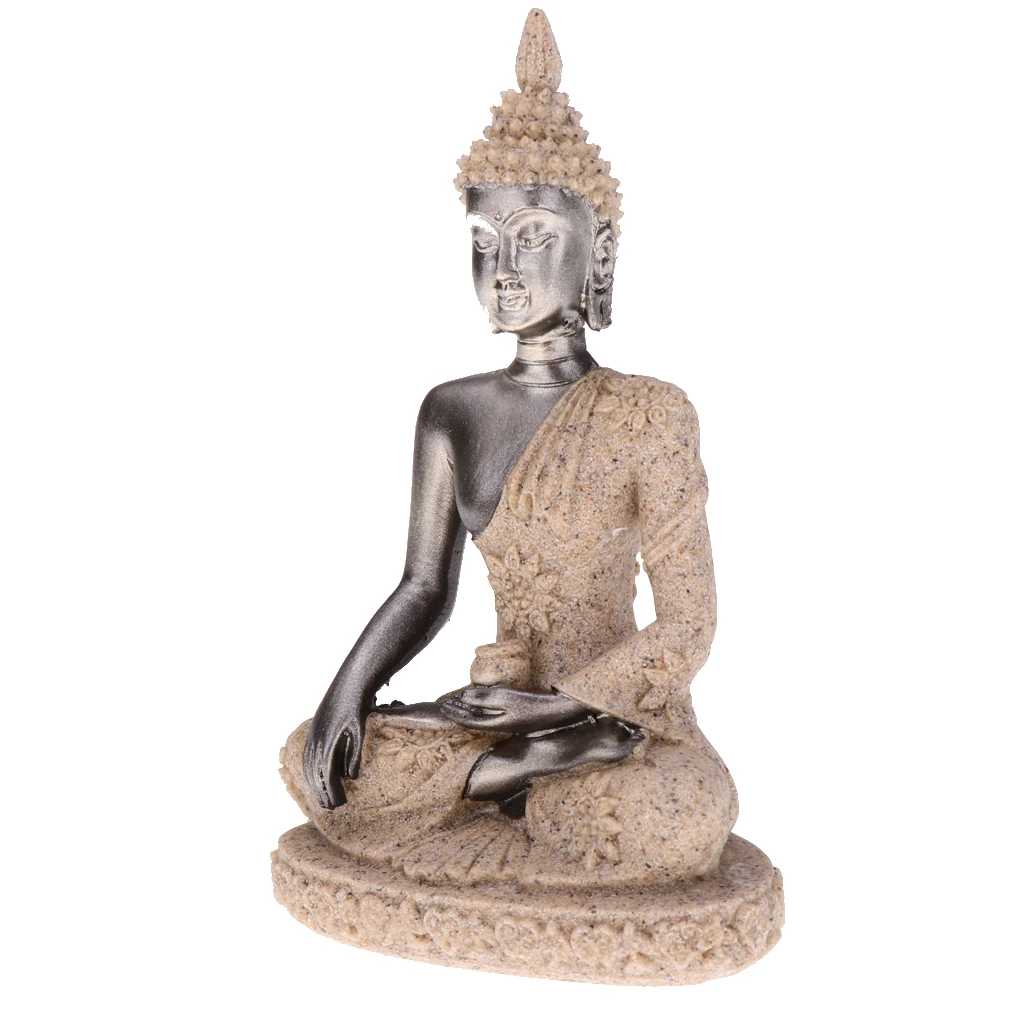 Decorative Seated The Hue Monk Buddha Figurine Sandstone Finished 3 inch Tall Meditation Buddha Figurine Fengshui Decoration