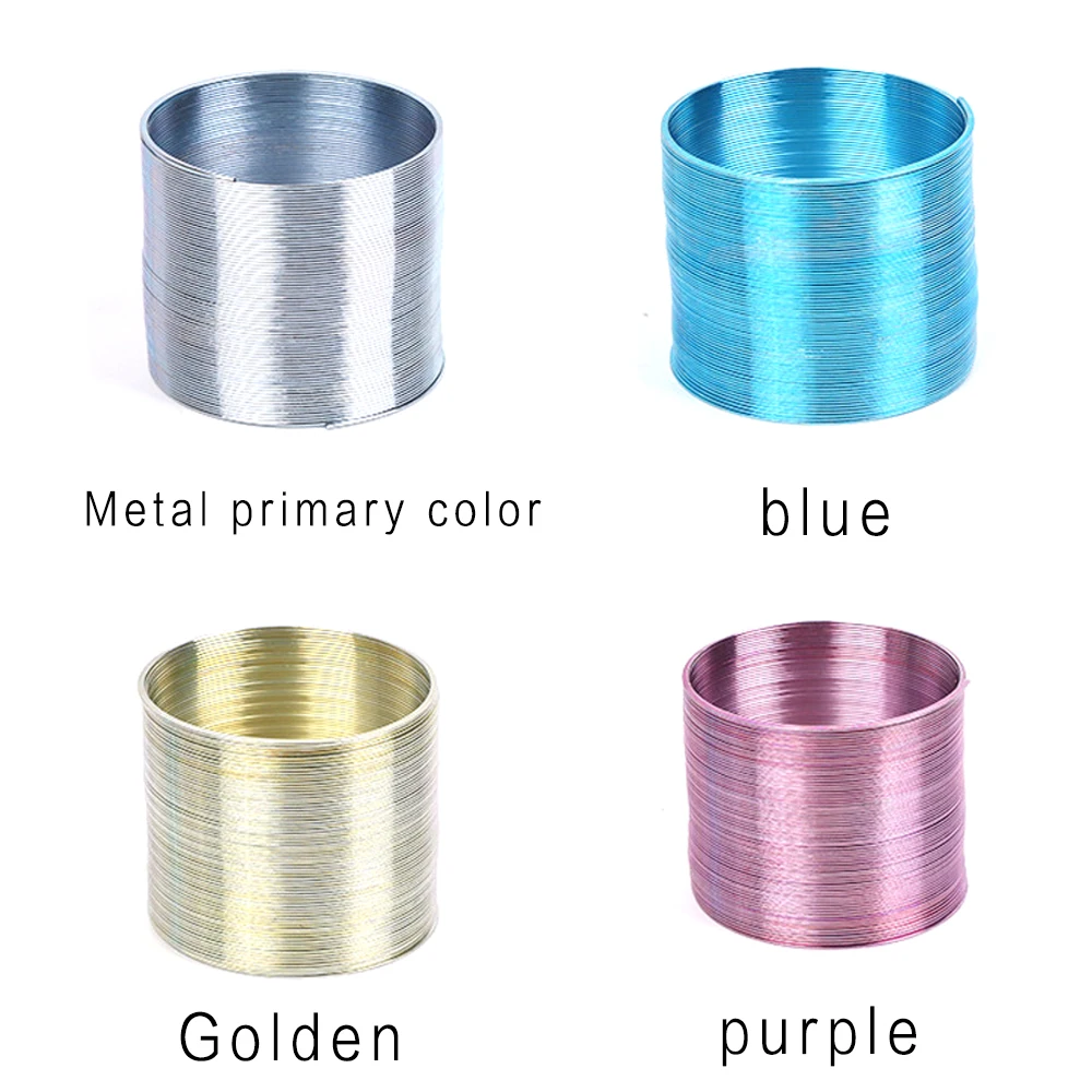 

FINEWE Flat Metal Rainbow Circle Funny Classic Wave Ring Spring Toys Multi Color Size 48x58mm With Custom Logo Service