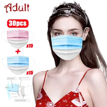 

Two-color Face Mask Adults Breathable 3 Ply Mouth Cover Non-woven Protective Masks Elastic Earloop Masque Disposable Маска