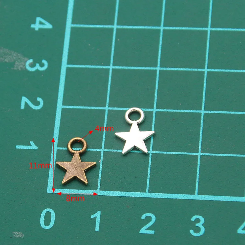 Star Charms 100PCS 8*11mm 3 Color Metal Zinc Alloy MINI Five-pointed Jewelry Pendant DIY Handmade Craft