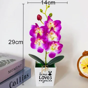 Artificial Butterfly Orchid Bonsai Fake Flower with Pot Home Furniture Decoration Artificial Flowers Fake Butterfly Orchid