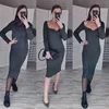 Croysier Dresses For Women 2022 Sexy Strapless Ribbed Knitted Bodycon Dress Women Winter Long Sleeve Midi Sweater Dress Clothes ► Photo 2/6