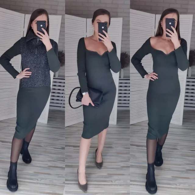 Croysier-vestido de punto acanalado sin tirantes para mujer, vestido Sexy ajustado de manga larga para invierno, 2022 - Imagen 2