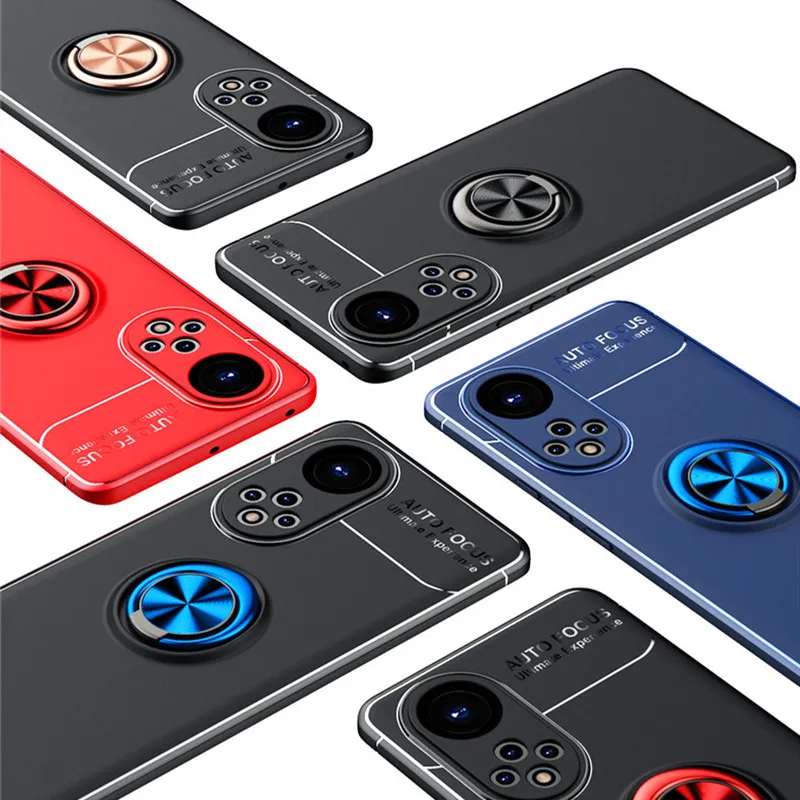

Чехол для Honor 50 Pro, чехол для Honor 50 Pro, силиконовый чехол с металлическим кольцом и подставкой, задняя крышка для Honor 60 50 30 Pro V40 X20 X10 9X, чехлы