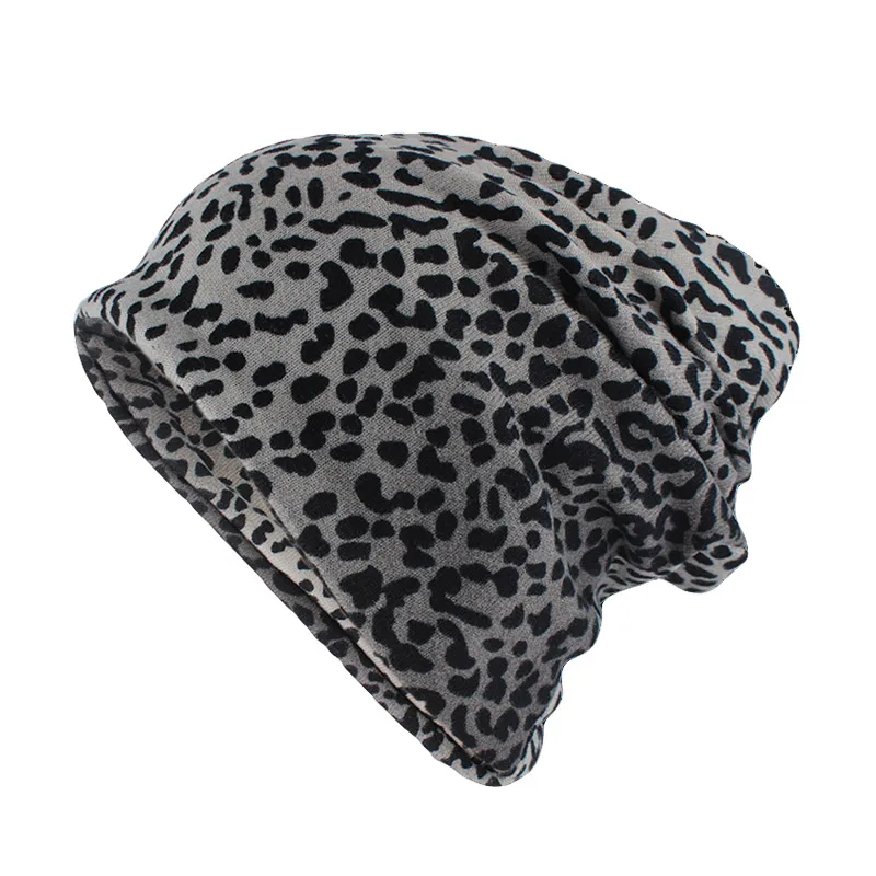 New Top Fashion Women Hat Striped Female Beanies Skullies Casual Polyester Leopard Scarf Cap Two Used Autumn Spring Warm Hats