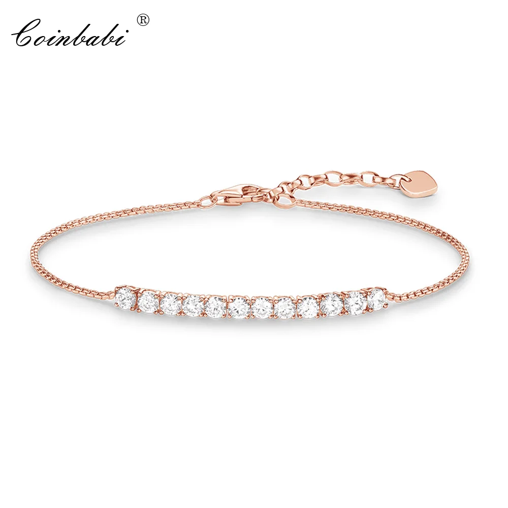 Розовое золото, цветной браслет, 925 пробы, серебро,, весенний бренд, модное ювелирное изделие для женщин, девушек, романтический подарок, браслет Thomas