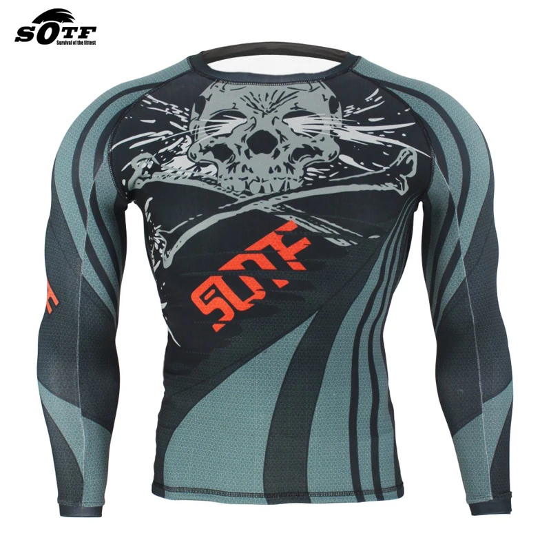 Suotf MMA тренировочный компрессионный Джерси и брюки стреч череп Рашгард KickBoxing