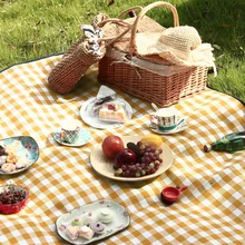 Tapis de pique-nique tapis d'humidité en plein air tapis de Camping Portable treillis épaissi Ins Style printemps sortie tapis de pique-nique