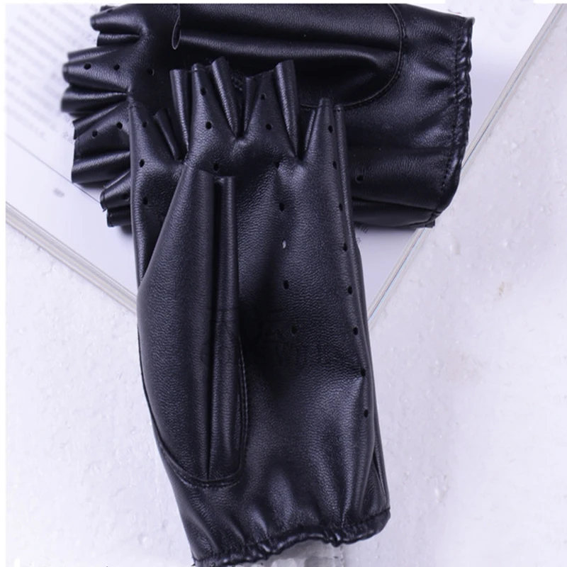 1 пара, женские модные перчатки на полпальца из искусственной кожи, черные перчатки с вырезами, женские перчатки для вождения, Guantes Mujer
