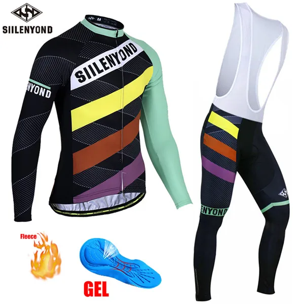 CBJ-BT-S1201 SIILENYOND, с длинным рукавом, для велоспорта, Джерси, наборы для велоспорта, зимняя, термальная, флисовая, одежда для велоспорта, MTB, для шоссейного велосипеда, одежда, Майо, Ropa костюмы - Цвет: CBJ-BT-S1201