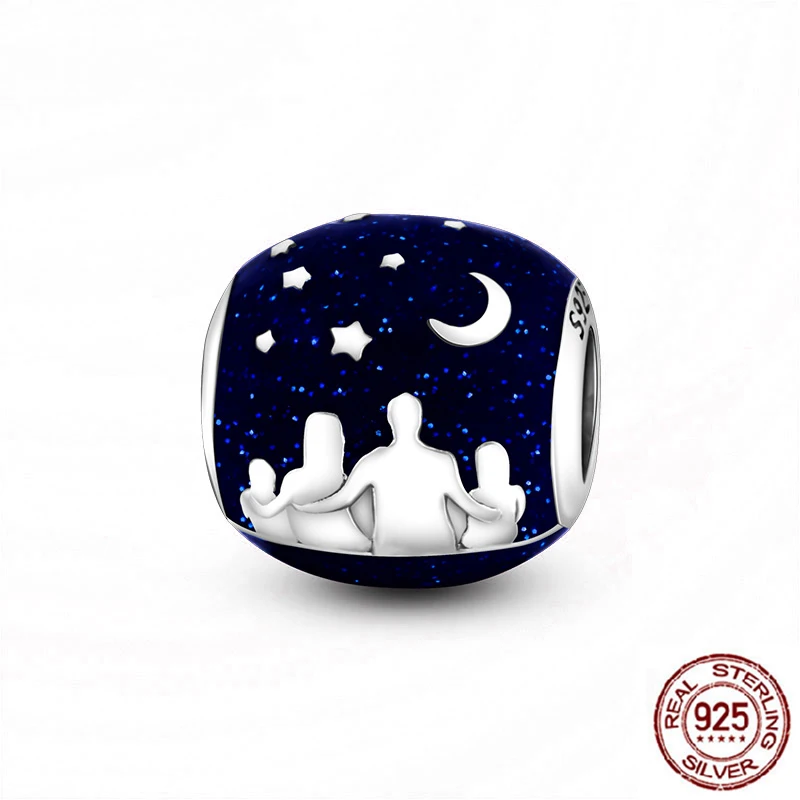 Tanio 925 srebro niebieski zestaw księżyc samolot kosmicznej serii paciorki sklep
