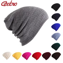 Geebro, зимняя шапка, вязаные шапки в рубчик, шапки бини для девочек, женщин, мужчин, шапки с черепом, теплая шапка бини для зимы и осени