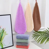 High Density Small Hand Towel 30x30cm Pineapple Hanging Kitchen Cleaning Towel Handkerchief Solid Color Washing Cleaning Towel 2