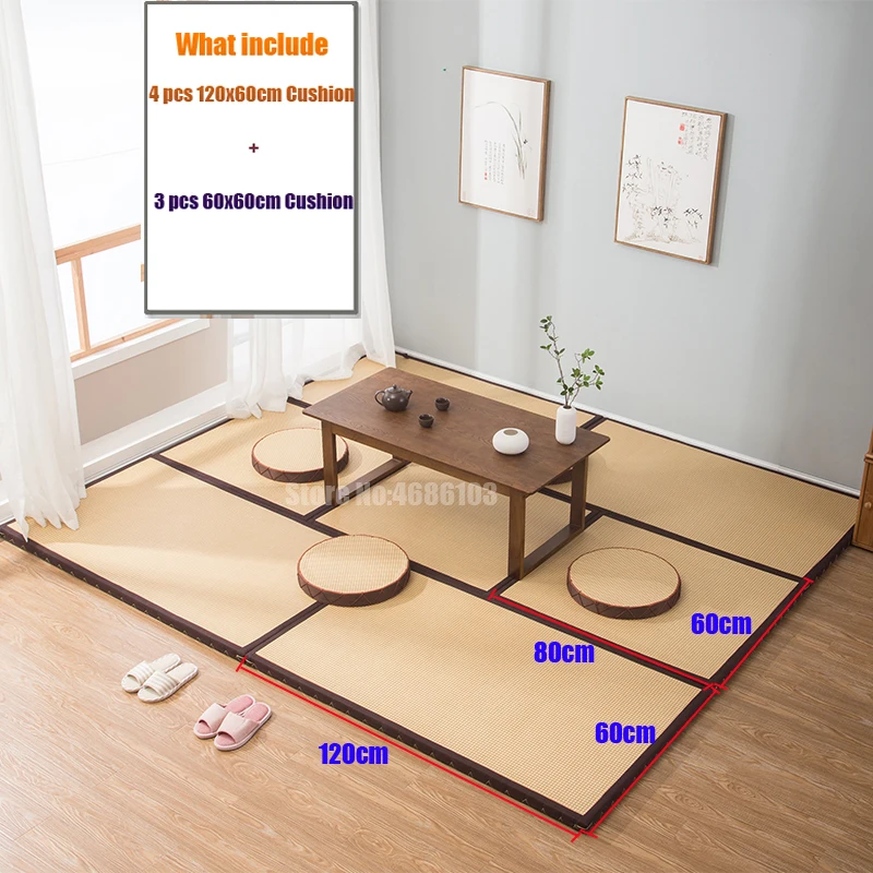 Chinese Eco-Friendly Natural Coir Tatami Mattress 60x120cm Japanese Style Rattan Coconut Floor Mat For Bedroom Living Room