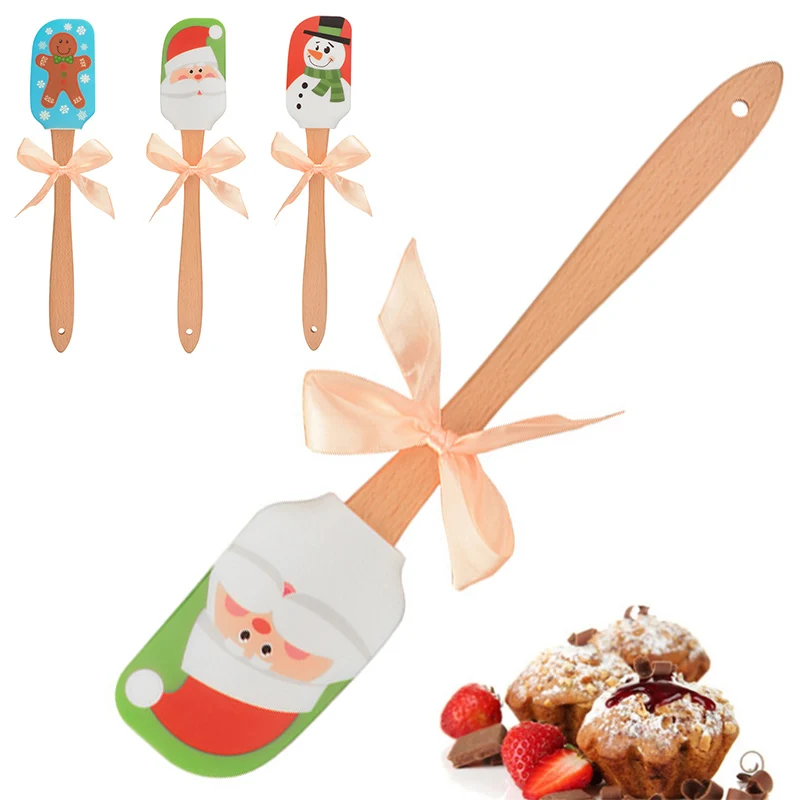 1PC Spatula Baking Scraper Cream Butter Cartoon Silicone Handled Brushes Pastry Tools Kitchen Utensil Cake Spatula Cooking Cake