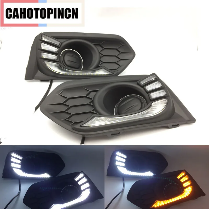 

Указатель поворота Стиль реле Водонепроницаемый 12V светодиодные дневные ходовые огни дневного светильник Дневной светильник с отверстием для противотуманной лампы для Honda City Grace 2017