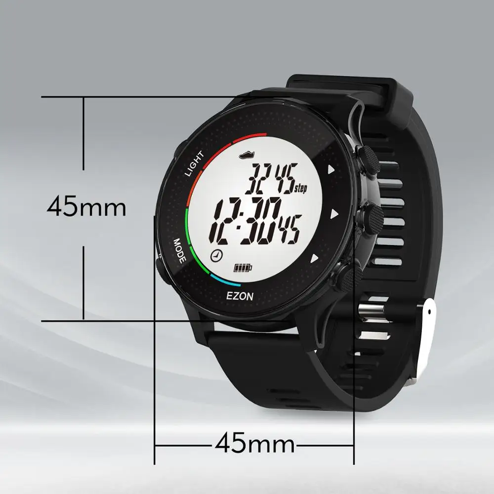 Цифровые мужские спортивные часы с шагомером секундомером пульсометром