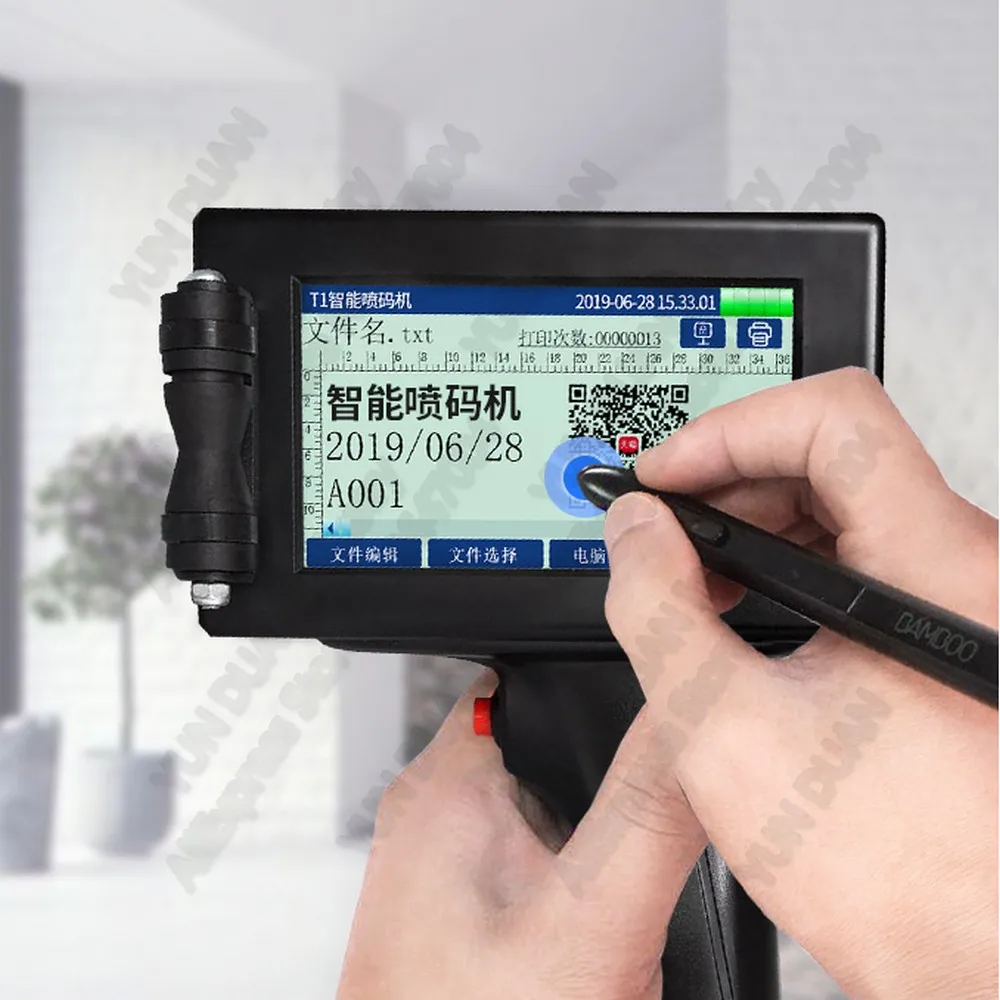 Ручной струйный принтер сенсорный экран кодер этикетка USB QR код QR штрих-код Дата Логотип Английский Русский несколько языков
