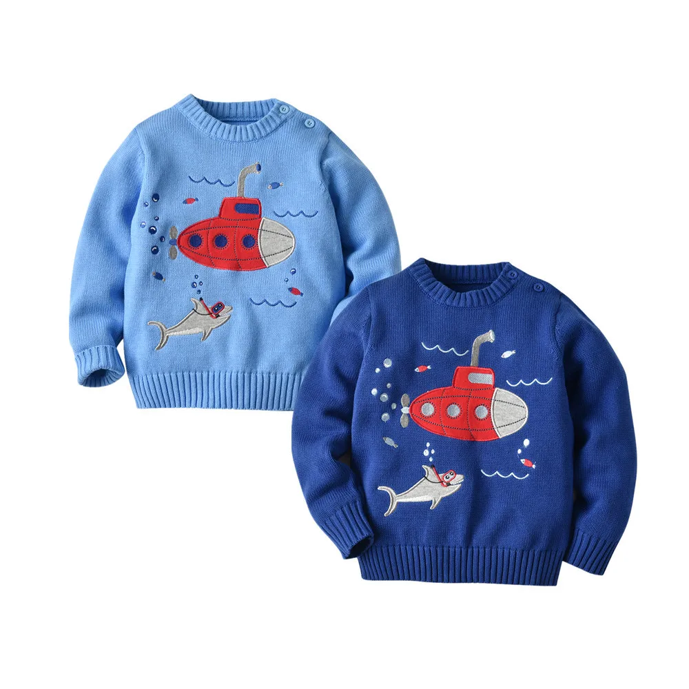 

2019 New Autumn Winter Boys Sweaters Kids Pullover Cardigan Sweater O-Neck Cartoon Submarine Kid Sweaters 1-6T Wear for Children