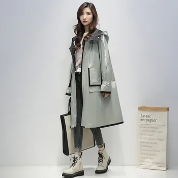 

Hooded Trench Coat Women Spring Autumn New Long Korean Loose Khaki Plus Size Windbreaker Casual Long Sleeve Outerwear Female