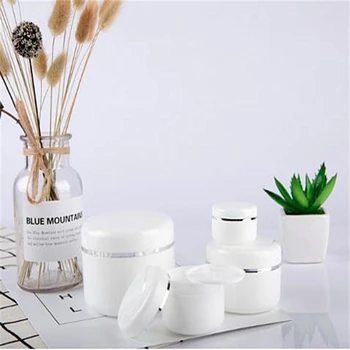 

White Refillable Bottles With Silver Side Travel Face Cream Lotion Cosmetic Container Plastic Empty Jar Pot Makeup Tools