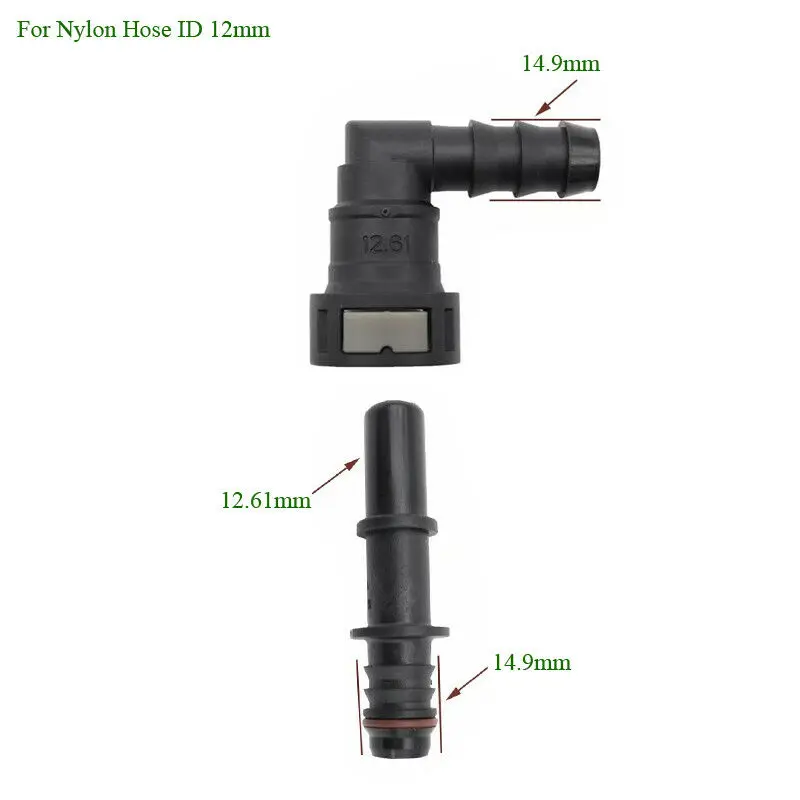 

90 Deg Elbow 12.61mm Fuel Line Quick Release Connector Nylon Hose ID 12mm (1/2")
