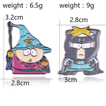 

Hot sale southern Park Magicians sorcerer wizard brooch Clothes bag pin Creative alloy badge toy for kids