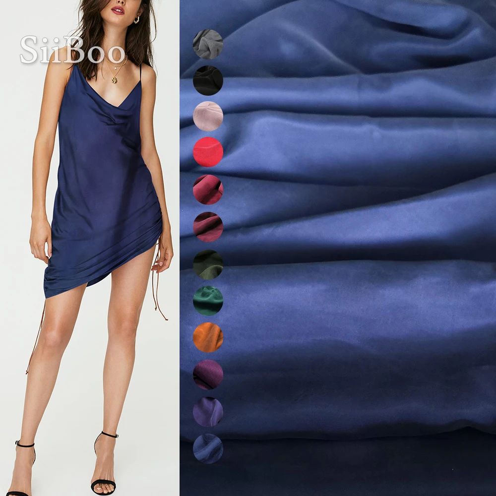 Китайская недорогая разноцветная однотонная утяжеленная 100% шелковая ткань cupro с