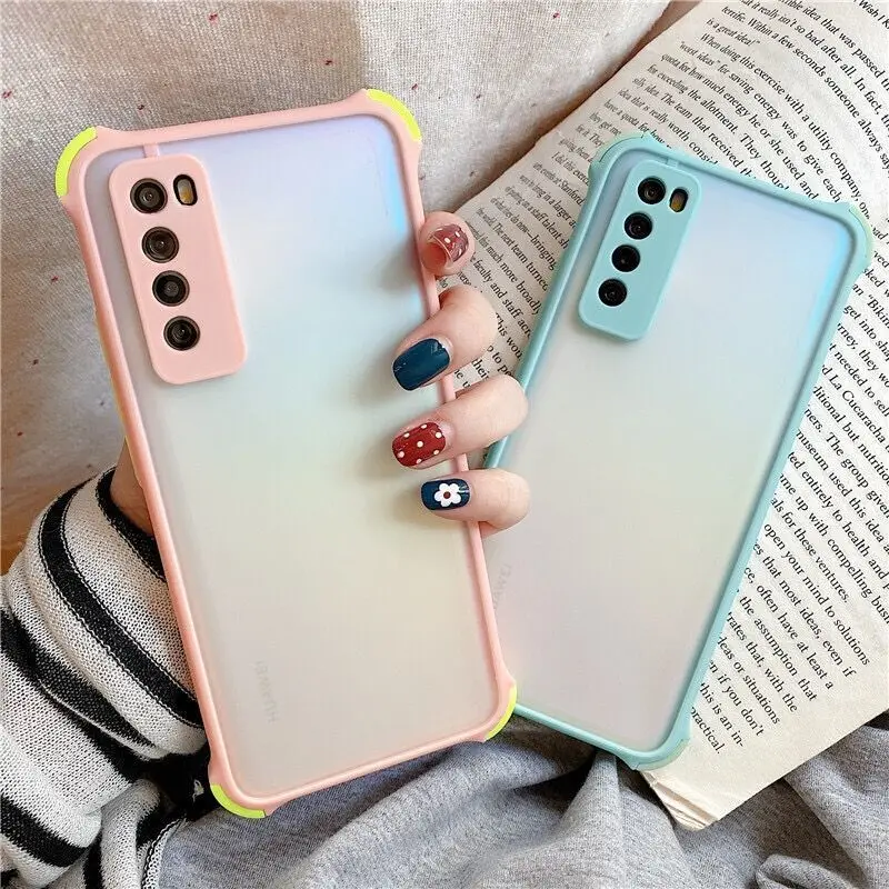 

Gradient Camera Protection Translucent Back Cover TPU For XIAOMI mi10 9 8 REDMI Note7 8 9 Shockproof Frosted Acrylic Phone Case