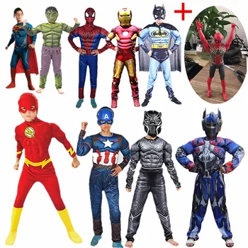 

New Kids Halloween Superhero Cosplay Muscle Costume Spider Children Fantasy Party Jumpsuit Send Toy Decoration