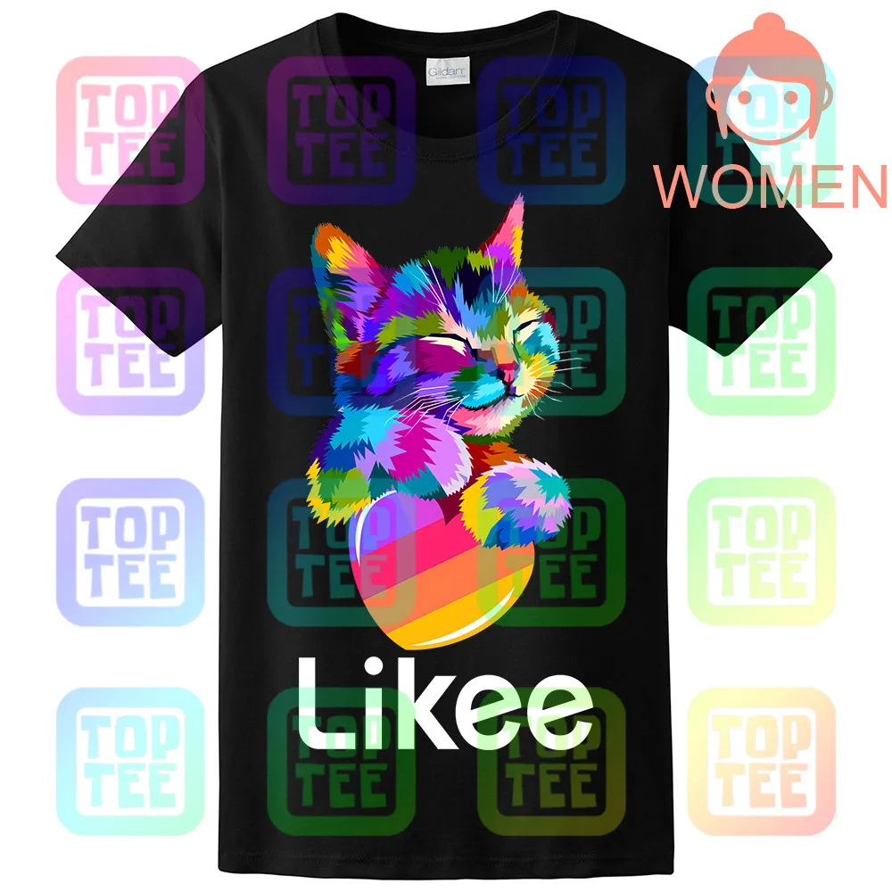 Women Black Likee футболка для приложения likee heart ca футболка классная футболка забавная футболка - Цвет: Women Black
