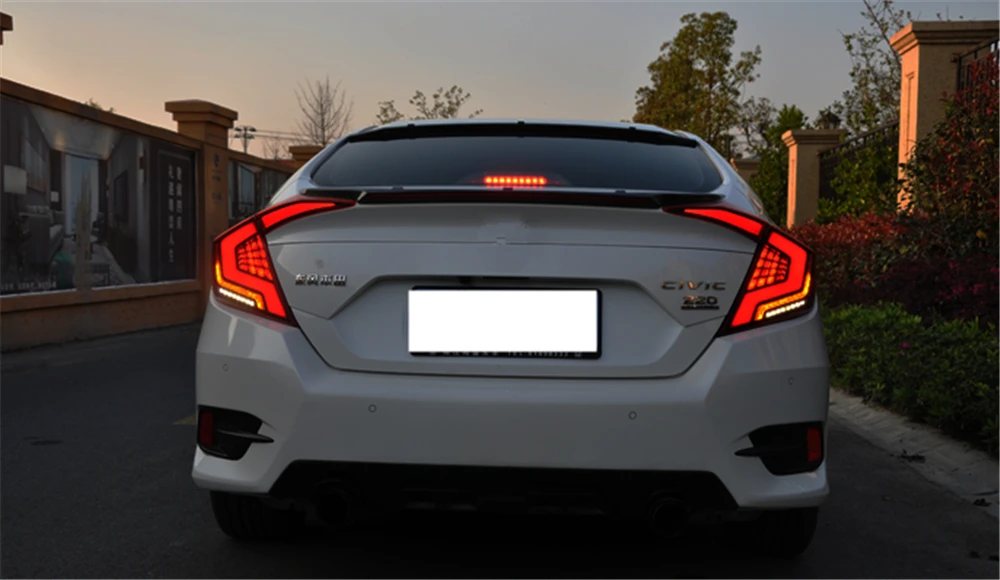 1 комплект для Honda Civic задний фонарь Civic светодиодный задний фонарь DRL светодиодный динамический сигнал тормоза заднего хода аксессуары