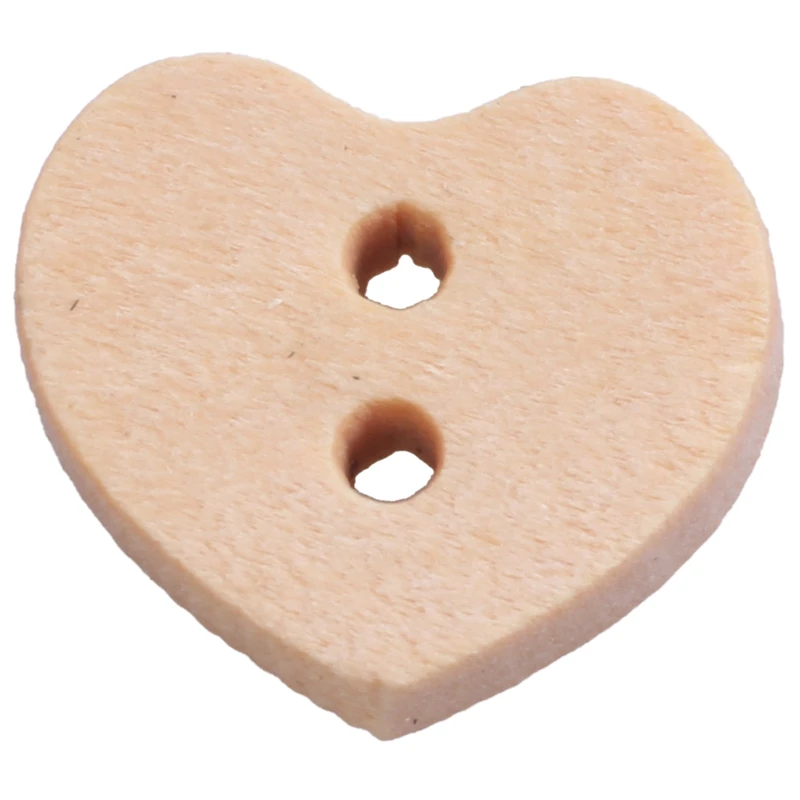 

100pcs Nature Wood Wooden Buttons Sewing DIY Craft Heart Shape 2 Holes