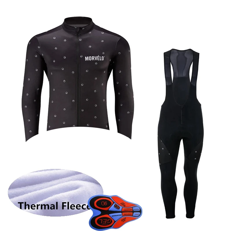 Morvelo с длинным рукавом Roupa De Ciclismo Invierno Hombre Термальность флис для групповой езды на велосипеде трикотажный комплект Зимний MTB велосипеда Костюмы S56 - Цвет: Q8