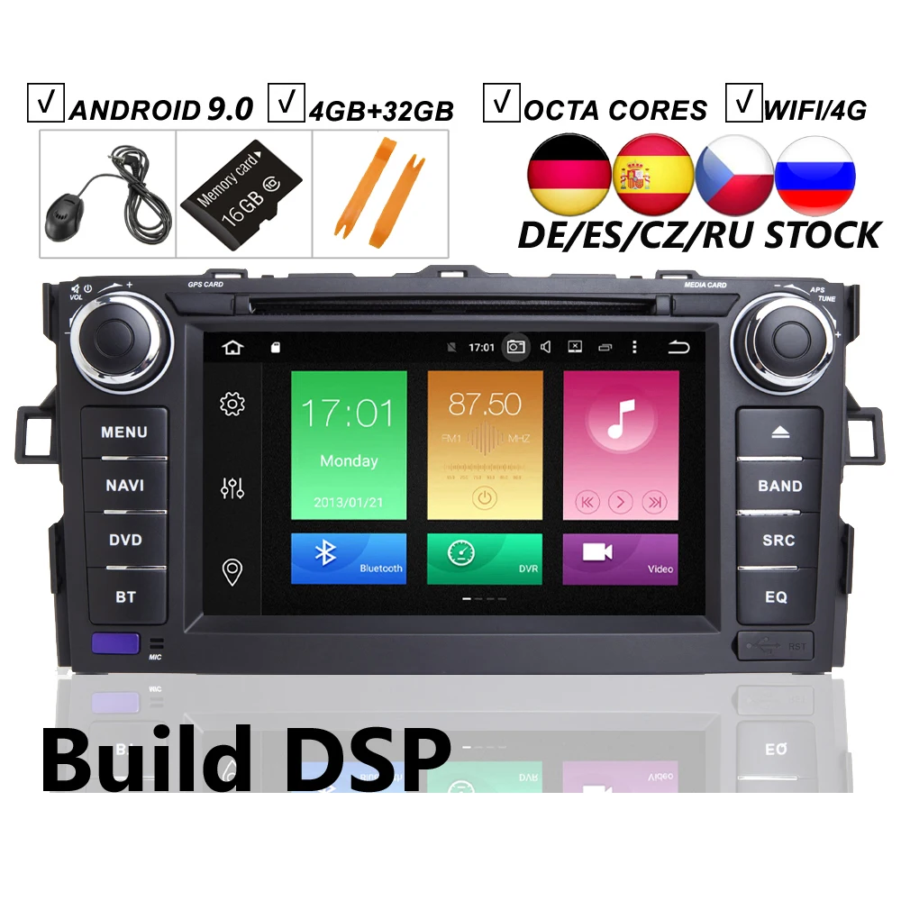 4G DSP ips Android 9,0 Автомобильный gps радио для Toyota corolla 2007-2011 DVD навигационный экран стерео Мультимедиа