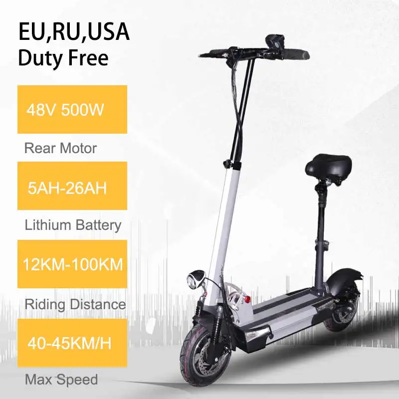 48 в 500 Вт на большие расстояния 100 км электрический скутер 10 дюймов складной e скутер с сиденьем электрический самокат ЕС, RU. США беспошлинный