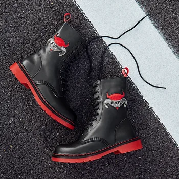 

Women Boots Genuine Leather Ankle Jason Martins Boots Women Casual Dr. Motorcycle Shoes Winter Military Shoes Zapatos Mujer