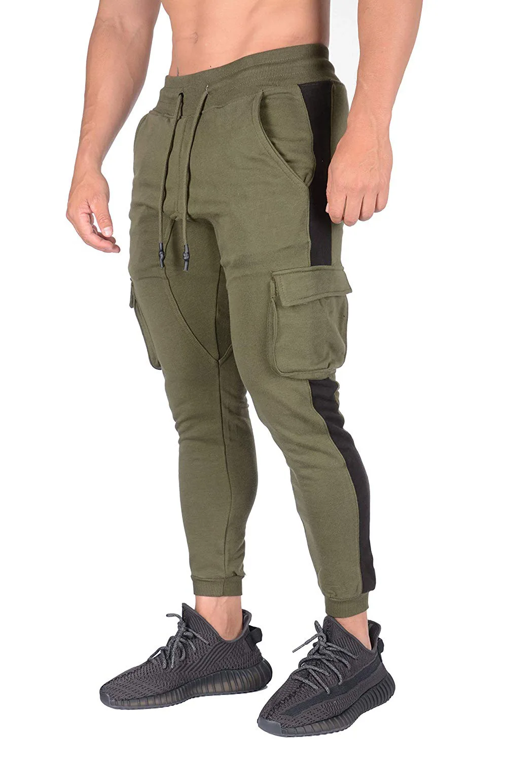 

New Men's Pants Casual Contrast Color Splice Sports Men's Casual Sweatpants Euro Style Color Matching Pocket Gym Trousers Male