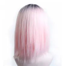 Lupu женский парик короткий прямой термостойкий смешанный розовый черный косплей или вечерние волосы афроамериканский парик