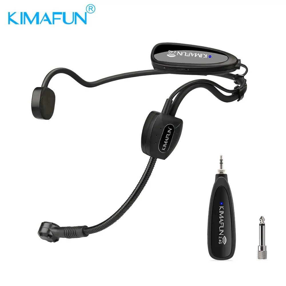 Sistema de Microfone Headset sem Fio Banda ao Vivo Músico de Rua 2.4g com Transmissor e Receptor de Design para Performance de Palco Kimafun