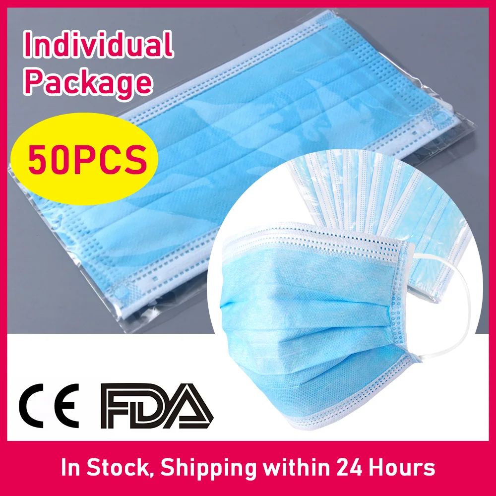 

Supcare 50PCS Disposable Profession Protective Mask 3-Ply Nonwoven Facial Cover Guard Mask Safety Mask for Men Women Kids