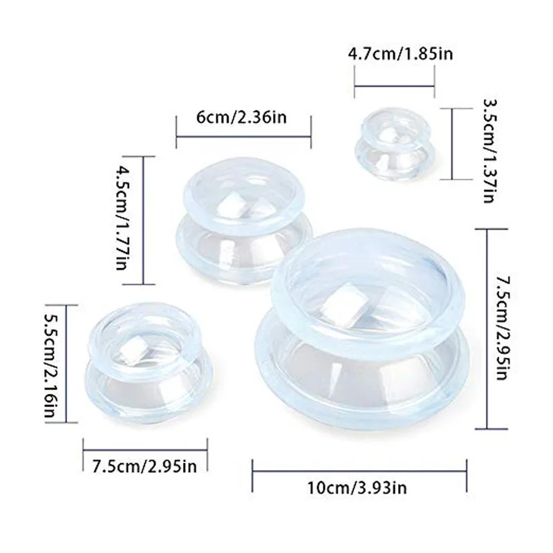 Silicone Vacuum Cupping Set Massager for Back Cups GuaSha Cup Body Suction Ventosas Anti-Cellulite Skin Lift Cupping Jars Slim 6