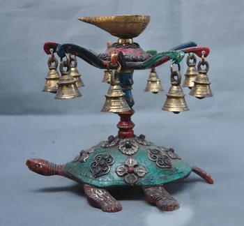

wedding decoration tibet palace bronze inlay Turquoise Red Coral gem longevity tortoise Candlestick