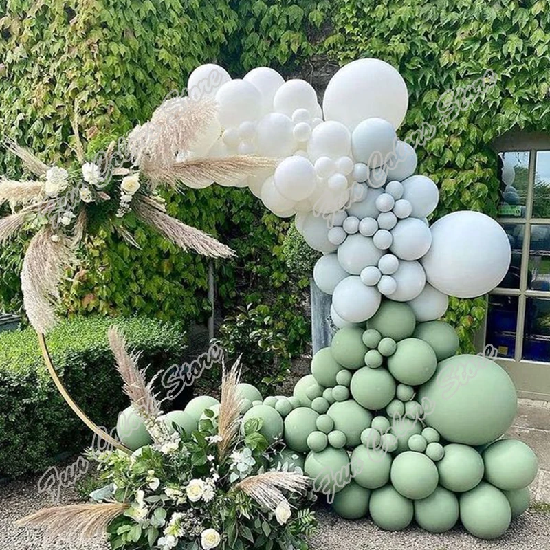 

118pcs Avocado Green Wedding Birthday Party Supplies Backdrop Baby Shower Welcome Holiday White Decor Balloon Garland Arch Kit