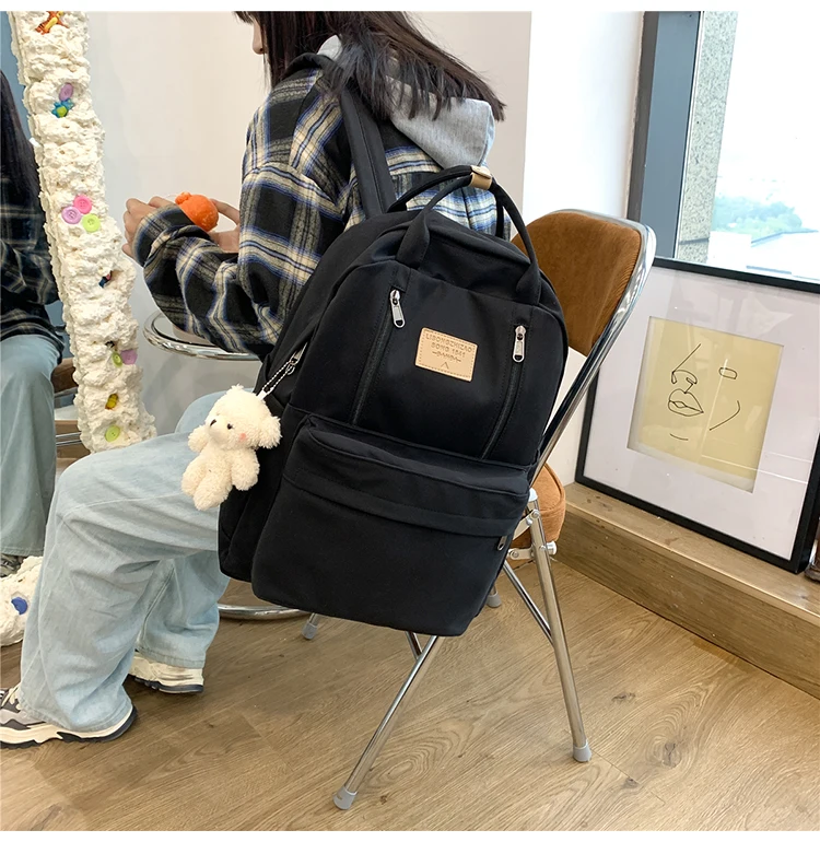 JULYCCINO  Multifunction Double Zipper Women Backpack Teenager Girls Laptop Backpack Student Shoulder Bag Korean Style Schoolbag